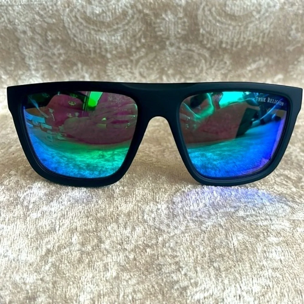 Brand New True Religion Mirrored Square Mens Sport Sunglasses Matte Black